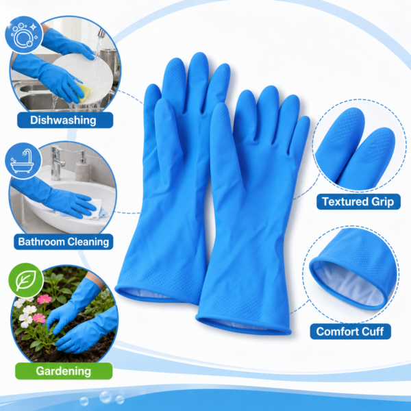 Rubber Cleaning Gloves – Reusable and Waterproof for Household Tasks