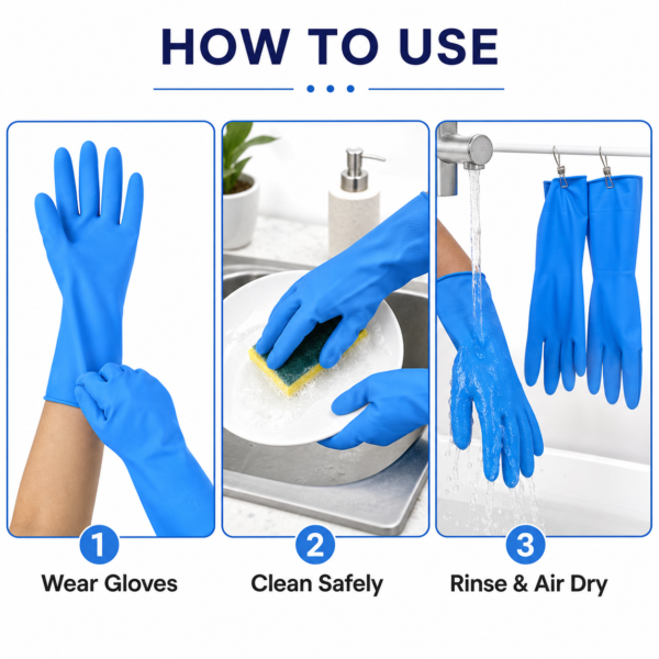 Rubber Cleaning Gloves – Reusable and Waterproof for Household Tasks