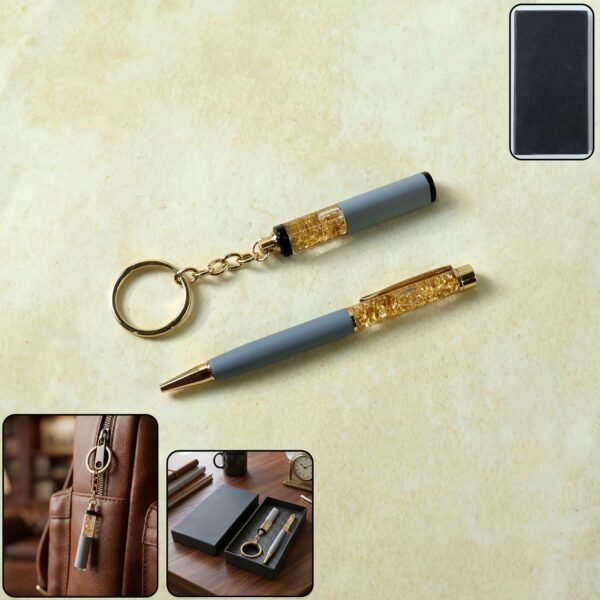 GiftCombo-WOSKU-01 Premium 2 In 1 Keychain and Pen – Stylish Office Gift Set