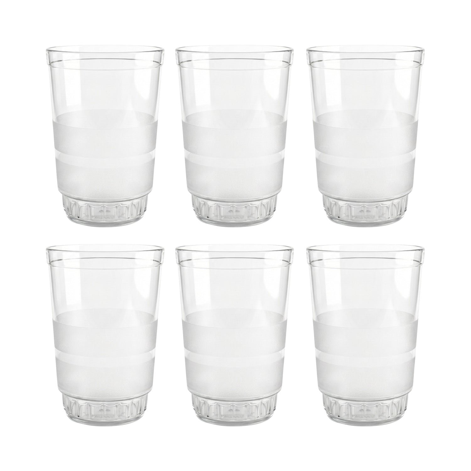 Janta Drinking Glass Set – 6 Pc with Frosted Grip, 300ml Each