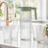 Glass-Set-3.jpg Glass Water Jug with Lid and 4 Glasses Set Ribbed Pitcher Carafe (1 Set)