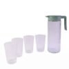 Glass-Set-7.jpg Glass Water Jug with Lid and 4 Glasses Set Ribbed Pitcher Carafe (1 Set)