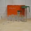 Glass-Set-8.jpg Glass Water Jug with Lid and 4 Glasses Set Ribbed Pitcher Carafe (1 Set)