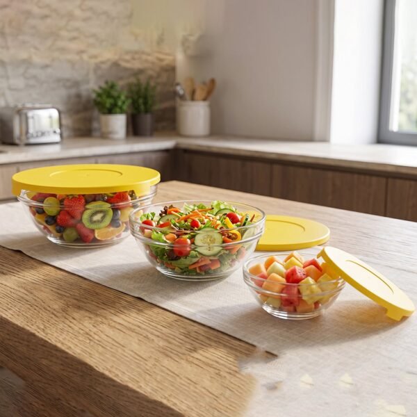 Glass Bowl Set with Lids – Versatile Kitchen Storage & Serving