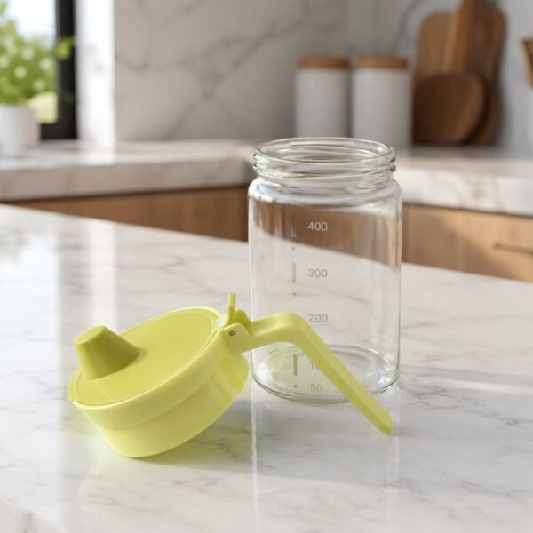 400 ML Glass Oil Dispenser Bottle with Drip Free Lid for Kitchen (1 Pc)