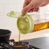400 ML Glass Oil Dispenser Bottle with Drip Free Lid for Kitchen (1 Pc)