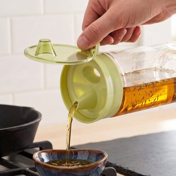400 ML Glass Oil Dispenser Bottle with Drip Free Lid for Kitchen (1 Pc)