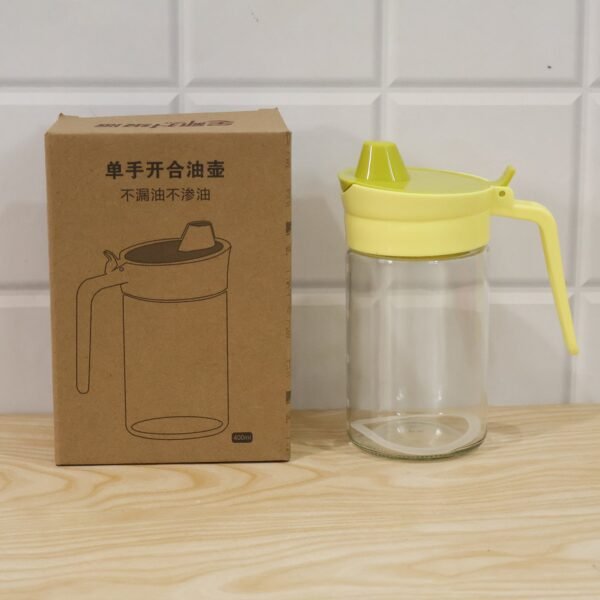 400 ML Glass Oil Dispenser Bottle with Drip Free Lid for Kitchen (1 Pc)