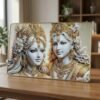 Radha Krishna Wall Art – Golden Finish Decor for Spiritual Spaces