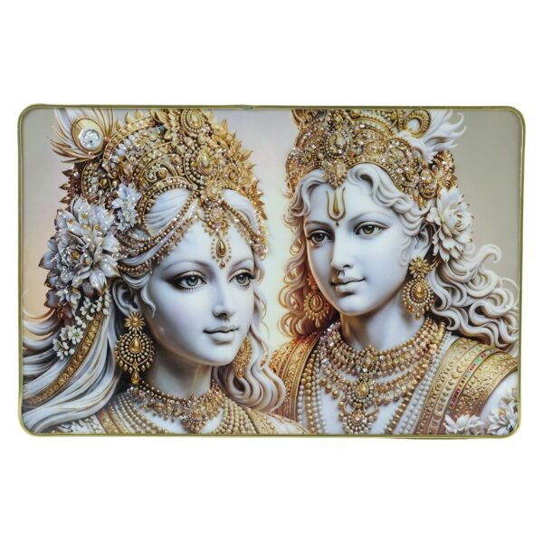 Radha Krishna Wall Art – Golden Finish Decor for Spiritual Spaces