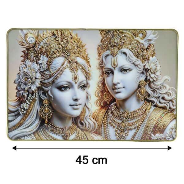 Radha Krishna Wall Art – Golden Finish Decor for Spiritual Spaces