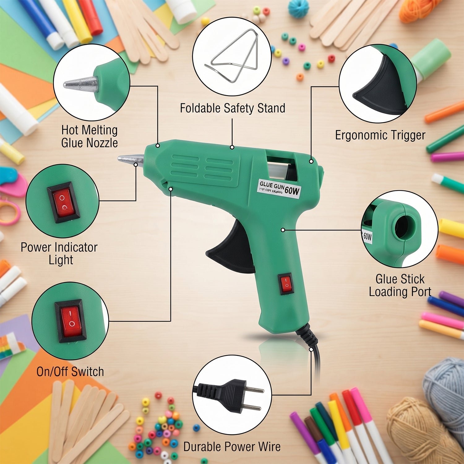 60 Watt Hot Melt Glue Gun – Versatile Crafts & DIY Tool