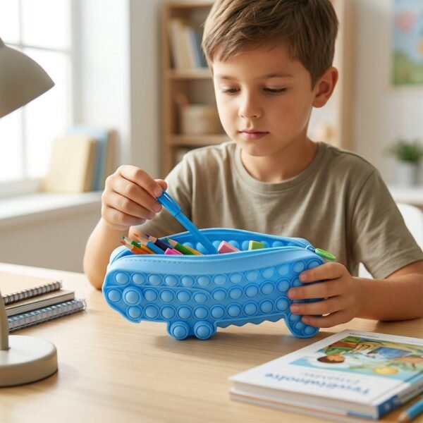Pop It Crocodile Pencil Pouch – Stress-Relief Silicone & Spacious Design