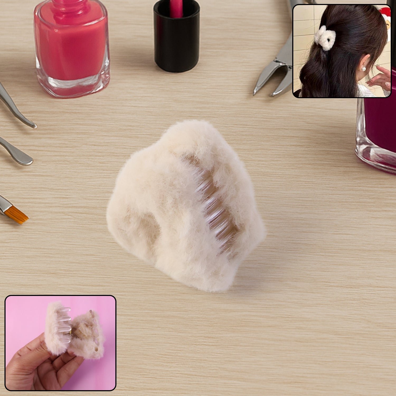 Hair Claw Clip – Plush, Non-slip Fluffy Hair Accessory