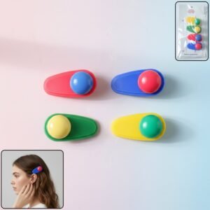 Snap Hair Clip Set – Decorative Rounded Accents, 4 Pieces