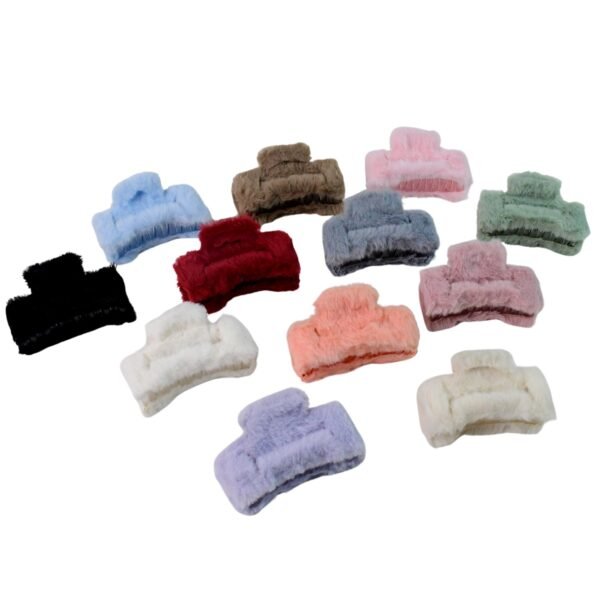 Faux Fur Hair Claw Clips – Soft, Big & Fluffy 12 Pc Set