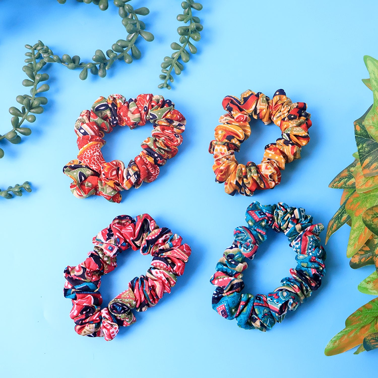 Hair-Scrunchies-03 Printed Fabric Hair Scrunchies – Set of 12 Stylish Prints