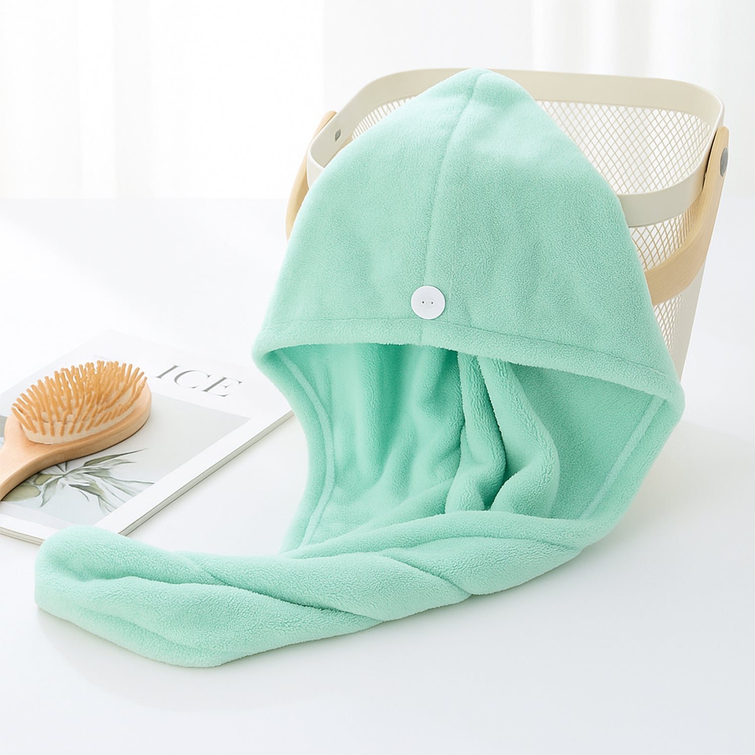 Microfiber Hair Drying Towel Wrap – Quick Absorbent Turban with Button Lock