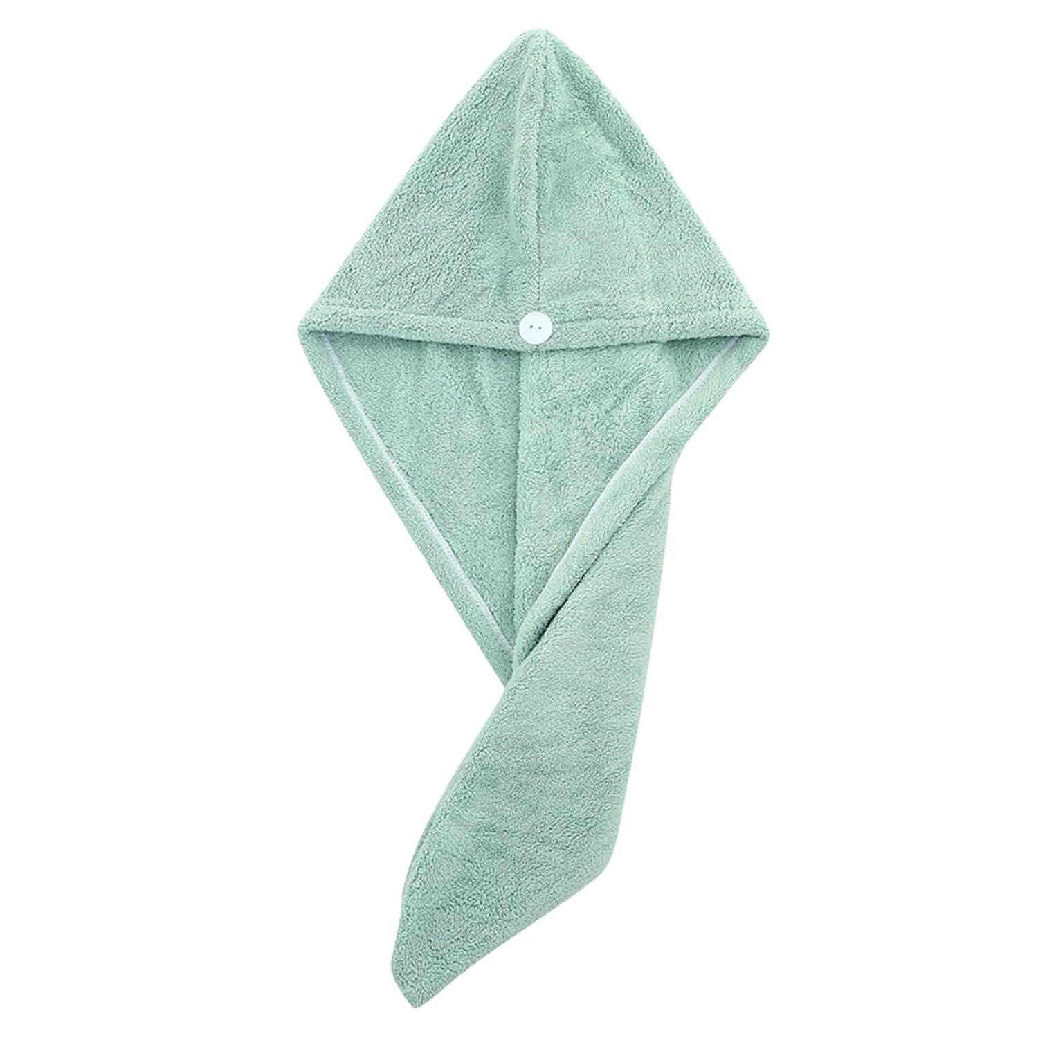 Microfiber Hair Drying Towel Wrap – Quick Absorbent Turban with Button Lock