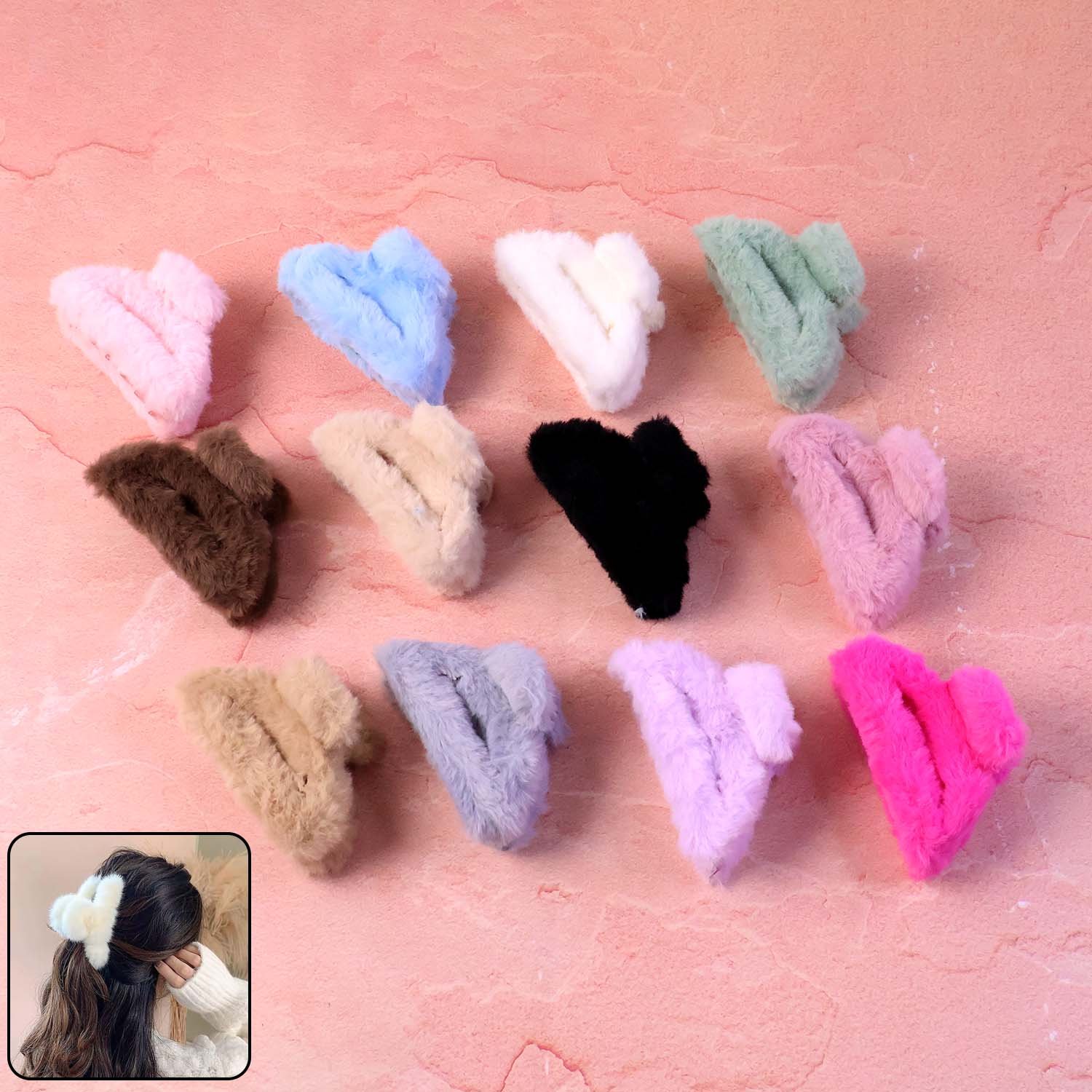 Soft Faux Fur Hair Claw Clip – Big Size Fluffy Grip