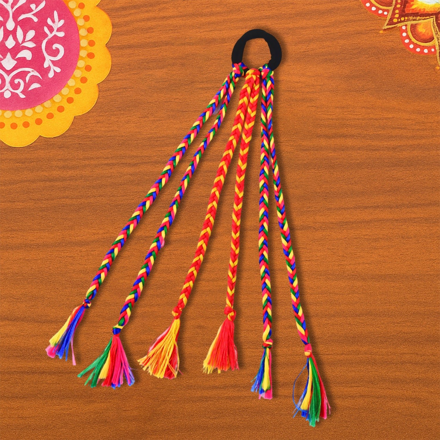 Multicolor Braided Hair Extension with Tassels – Festive & Lightweight