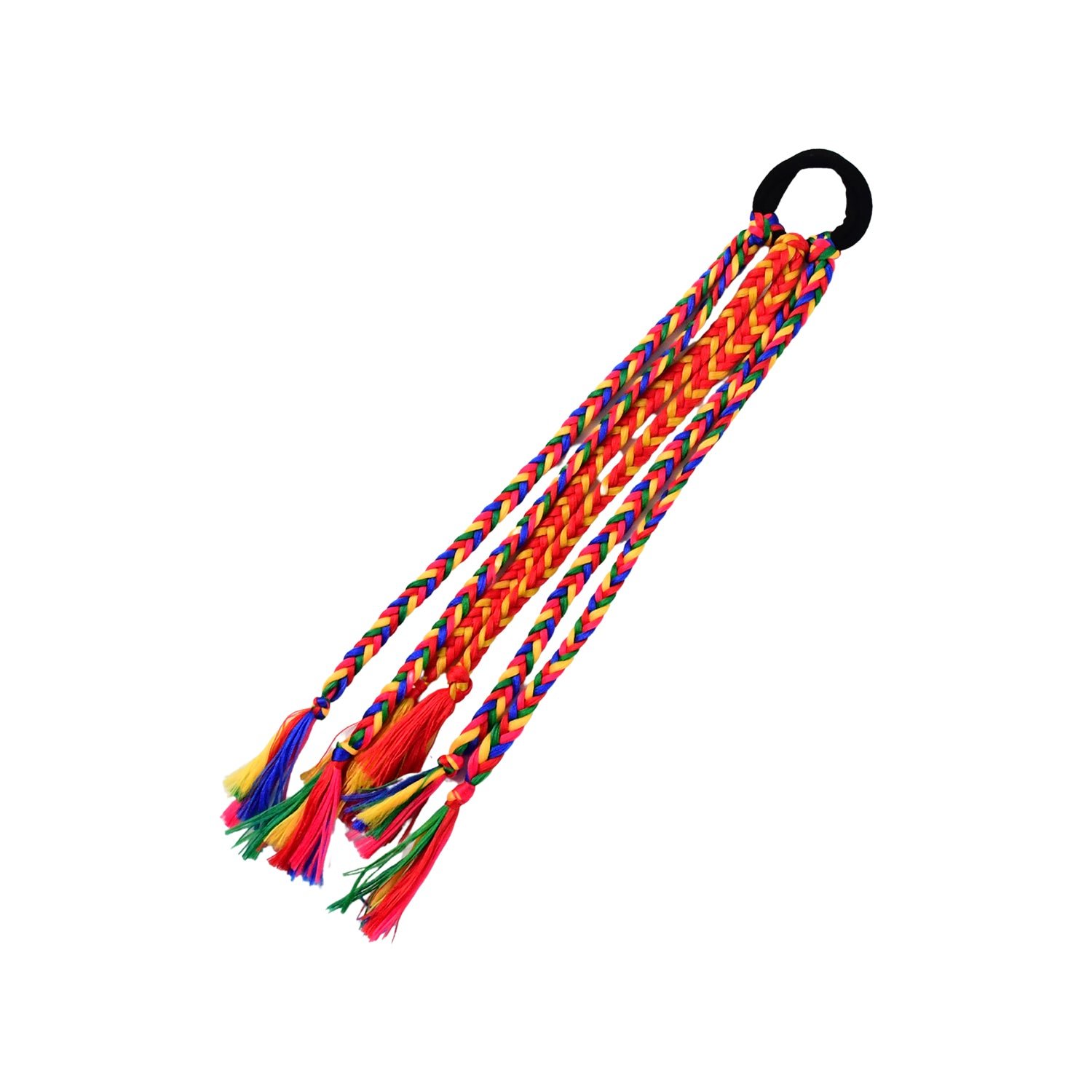Multicolor Braided Hair Extension with Tassels – Festive & Lightweight