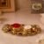 Decorative Kankavati Kumkum Holder, Golden Enamel Pooja Thali with Bowls (1 Pc)