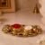 Decorative Kankavati Kumkum Holder, Golden Enamel Pooja Thali with Bowls (1 Pc)