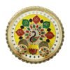 Big Decorative Pooja Thali, Golden Meenakari Puja Plate with Kumkum Bowls (1 Pc)