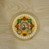Big Decorative Pooja Thali, Golden Meenakari Puja Plate with Kumkum Bowls (1 Pc)