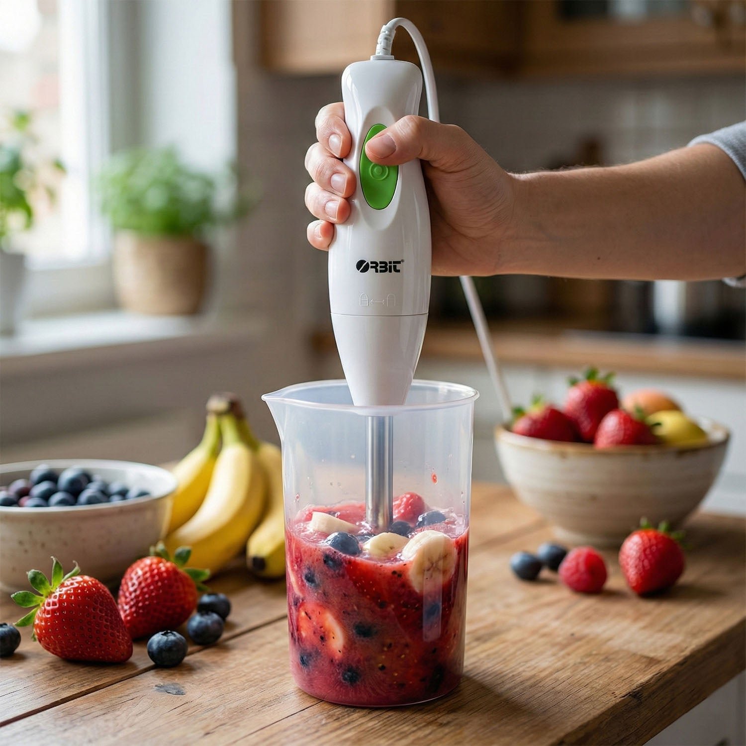 Electric Hand Blender – Stainless Steel Blade for Smooth Blending