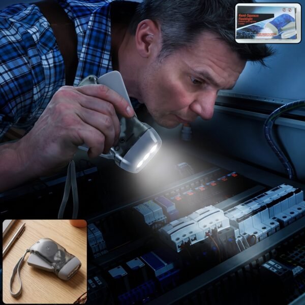 Hand Press Torch, Battery-Free 3-LED Flashlight for Camping