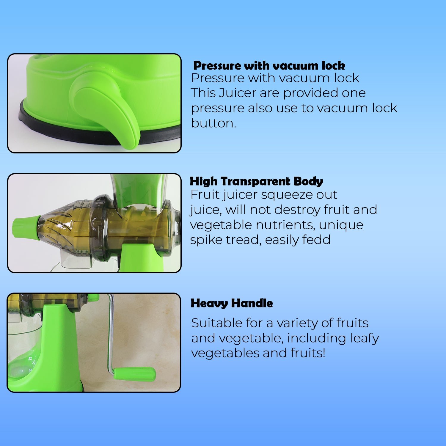 Manual Fruit and Vegetable Juicer – Durable & Easy Hand Crank