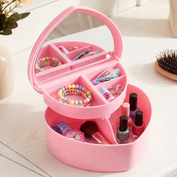 Makeup Storage Box with Mirror, Compact & Multi-Compartment Design