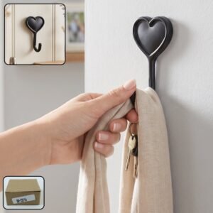 Heavy Duty Self Adhesive Wall Hook Heart Shape Key and Scarf Hanger (1 Pc)