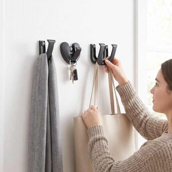 Premium Heavy Duty Wall Hook 3 In 1 Self Adhesive for Clothes Bags (3 Pc)