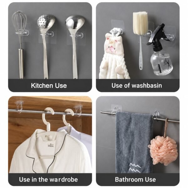 Adhesive Wall Hooks – Strong Hold, No Drilling Needed for Easy Organisation