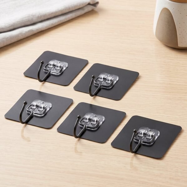 Self Adhesive Wall Hooks, Strong Transparent Sticky Hooks for Home (5 Pcs Set)