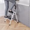 HouseHoldLadder01-03 2 Step Folding Ladder with Padded Handrail Anti Slip Steel Step Stool (1 Pc)