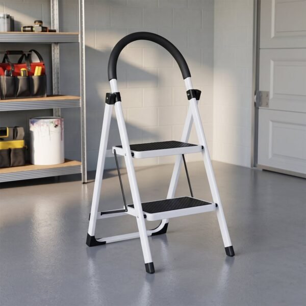HouseHoldLadder01-05 2 Step Folding Ladder with Padded Handrail Anti Slip Steel Step Stool (1 Pc)