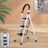 3 Step Folding Ladder with Padded Handrail Anti Slip Steel Step Stool (1 Pc)