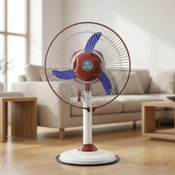 HybridTableFan-05 Pedestal Fan – Adjustable Height with LED Light & Rechargeable Power