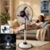 HybridTableFan-WOSKU-01 Pedestal Fan – Adjustable Height with LED Light & Rechargeable Power
