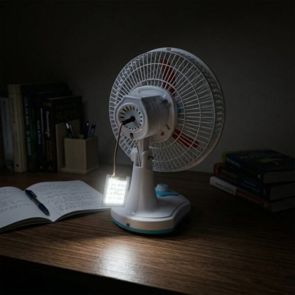 HybrideTableFan-03 Rechargeable Table Fan – Portable with LED Light & Dual Power