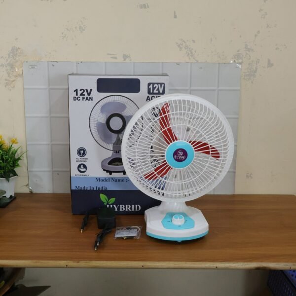 HybrideTableFan-live Rechargeable Table Fan – Portable with LED Light & Dual Power