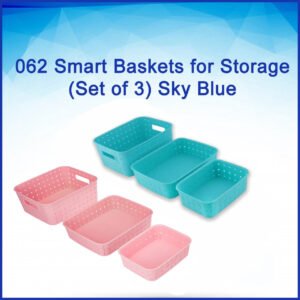 Storage Baskets Set – Food-Grade Plastic, Sky Blue | Organivo