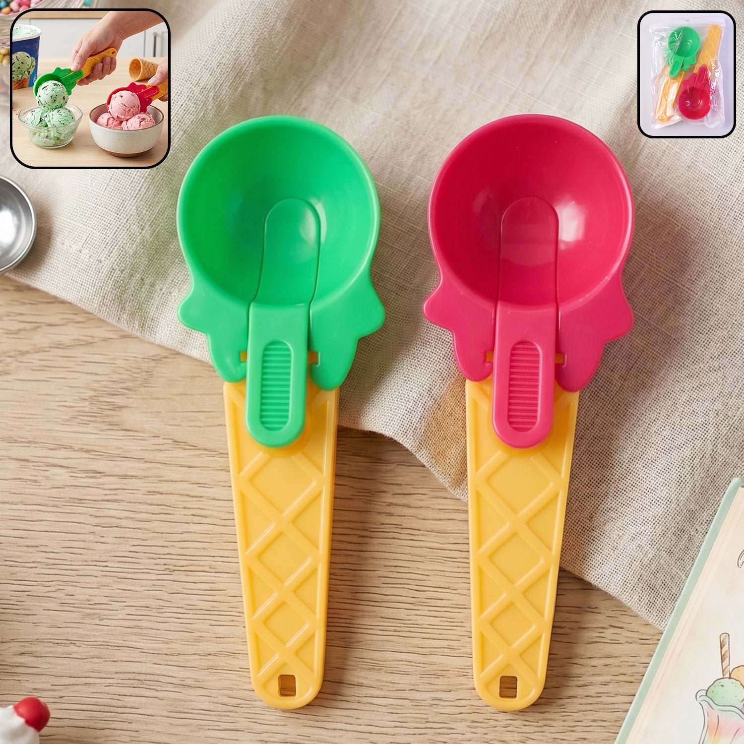Ice Cream Scoop Set – Easy-Release 2-Pc Plastic | Quickslice