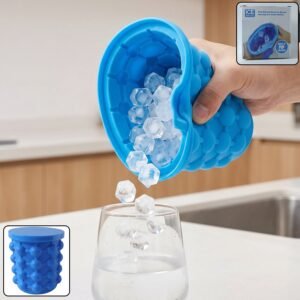 Silicone Ice Cube Maker Cup Squeeze to Pop Mould with Lid Space Sav...
