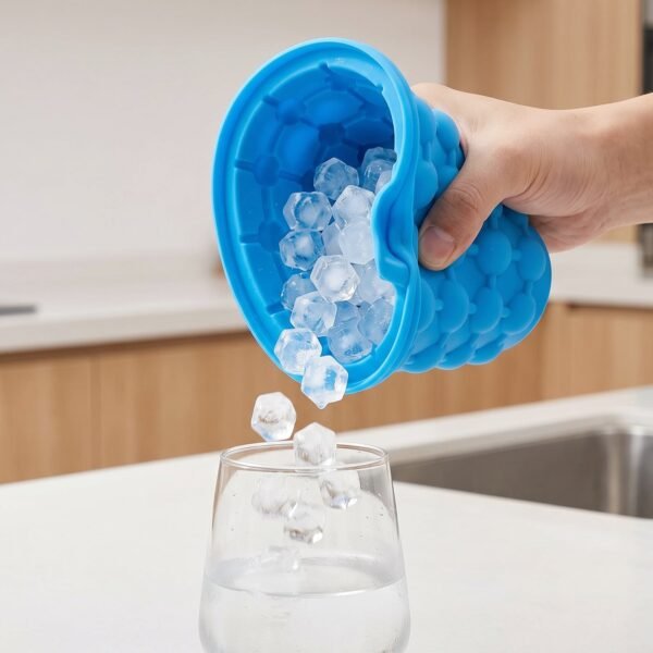 Silicone Ice Cube Maker Cup Squeeze to Pop Mould with Lid Space Sav...