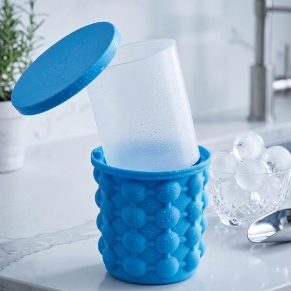 Silicone Ice Cube Maker Cup Squeeze to Pop Mould with Lid Space Sav...